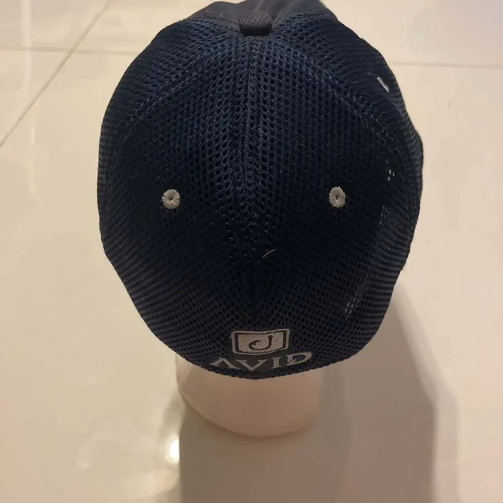 One Size Navy Blue Fishing Hook Patch Mesh Back Baseball Cap